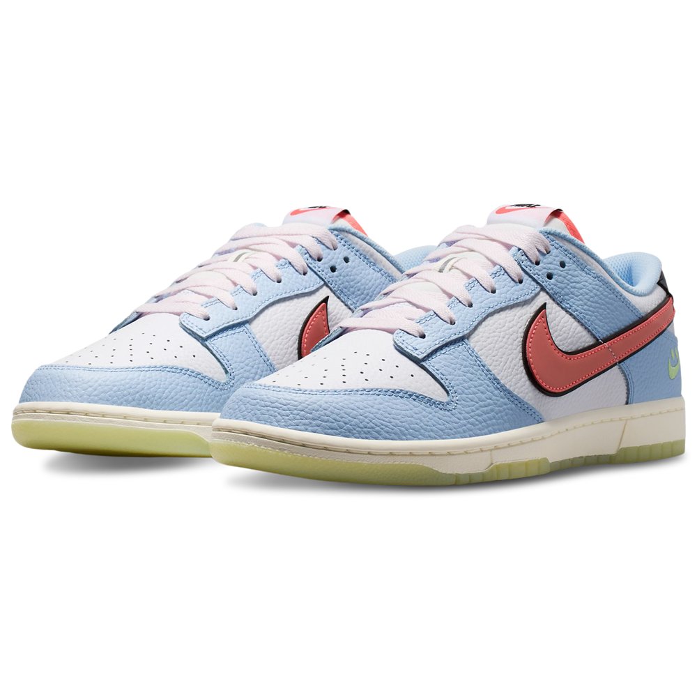 Nike Nike Dunk Low in White / Flash Crimson / Hydrogen Blue