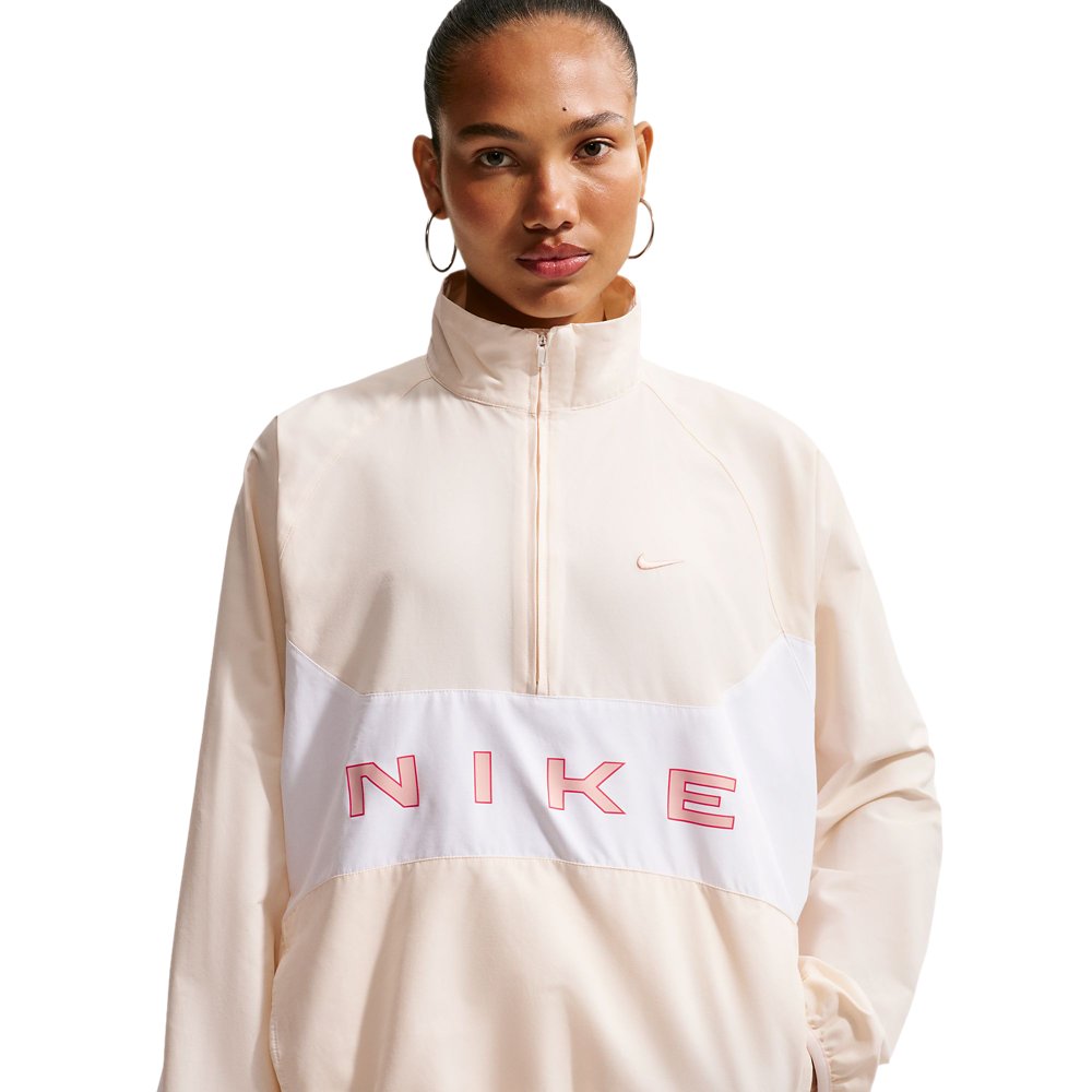 Nike Nike Sportwear Oversized 1/4-Zip Jacket in Chalk / White / Arctic Orange