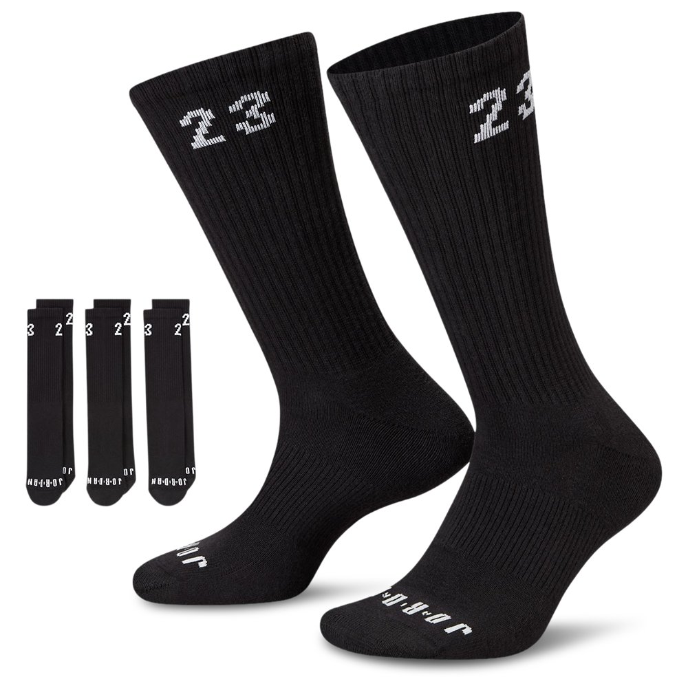 Jordan Jordan Essentials Crew Socks 3 Pack M6-8 in Black / White