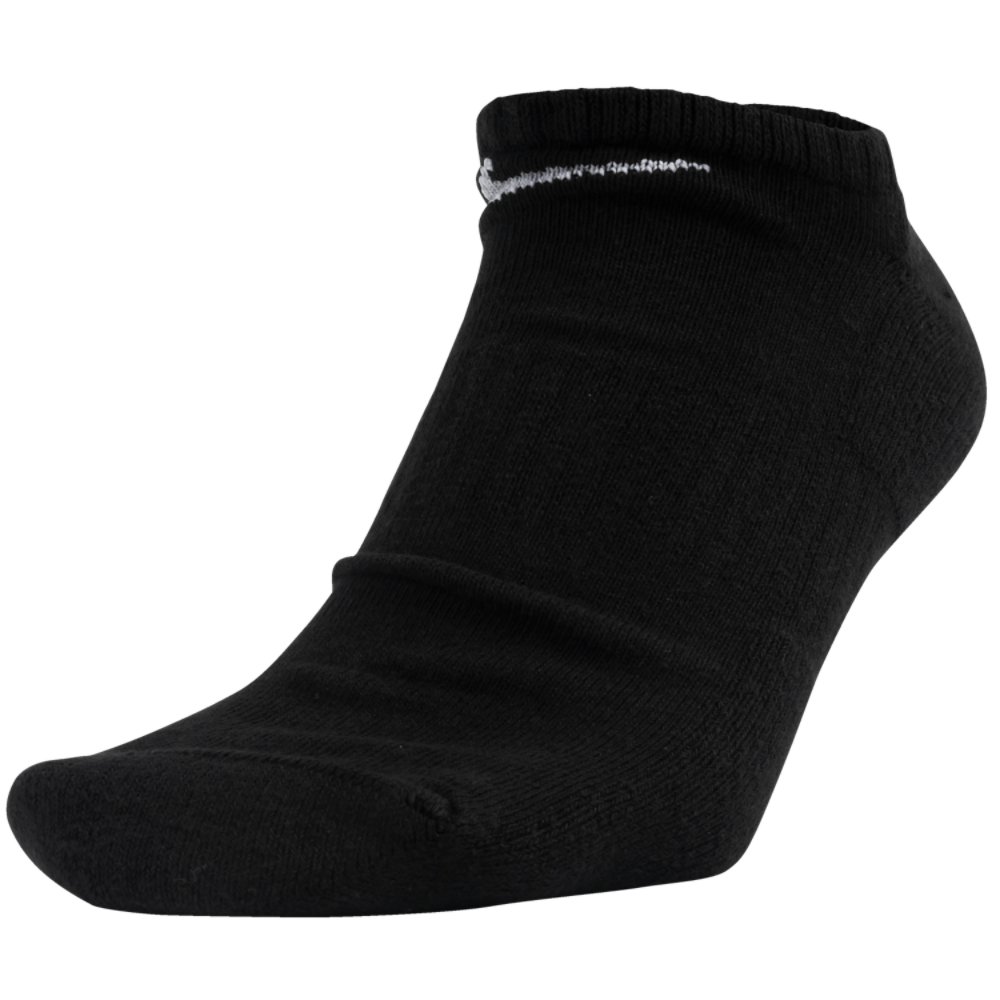 Nike Nike Size 8-12 Everyday Cushioned No-show 3 Pack Sock in Black / White